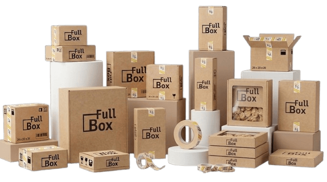 Cajas de cartón de distintas medidas con la marca Full Box